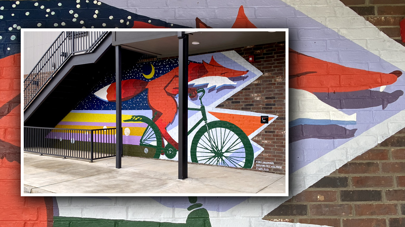 Fox on a Bike Mural