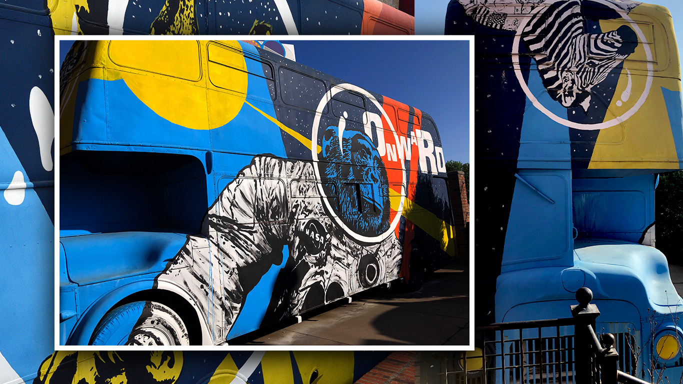 Space Chimp on a Bus Mural