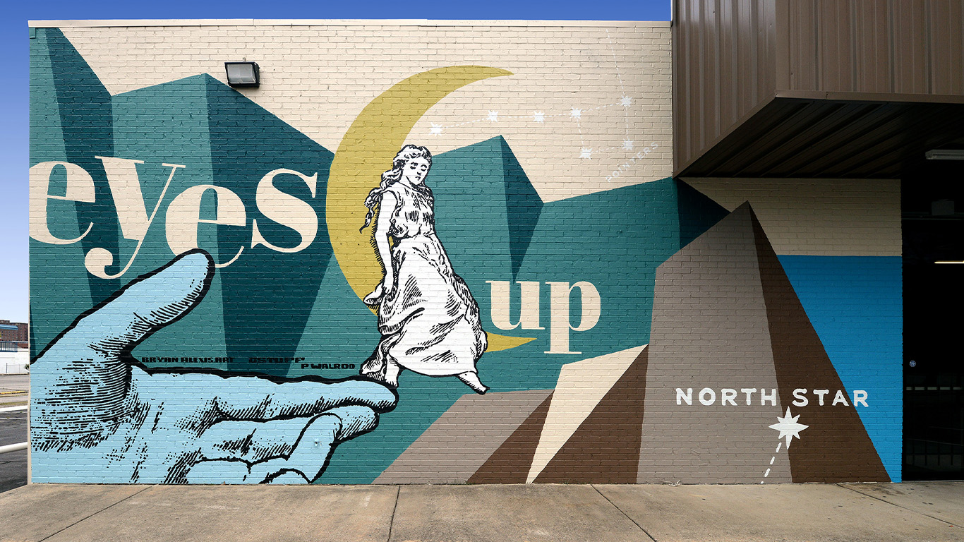 Woman Lifted to the Moon Mural