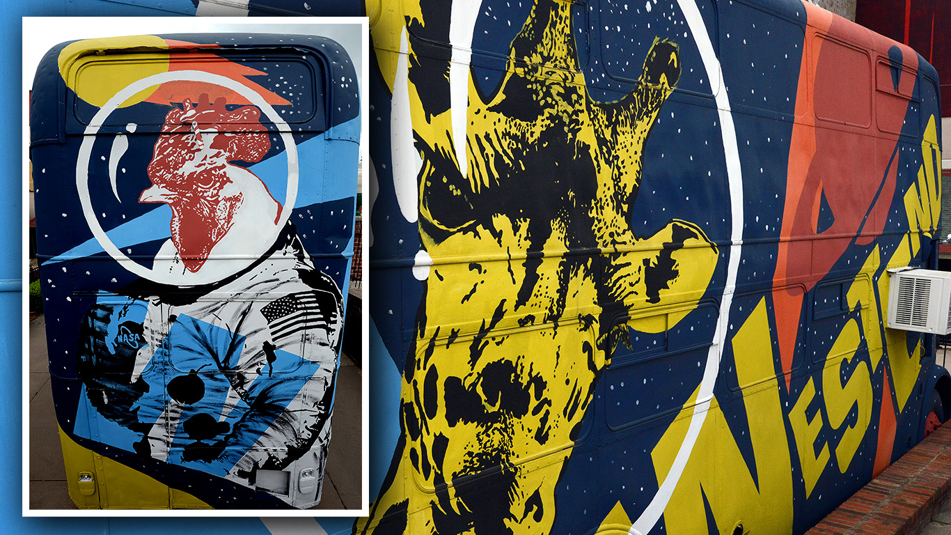 Space Giraffe on a Bus Mural